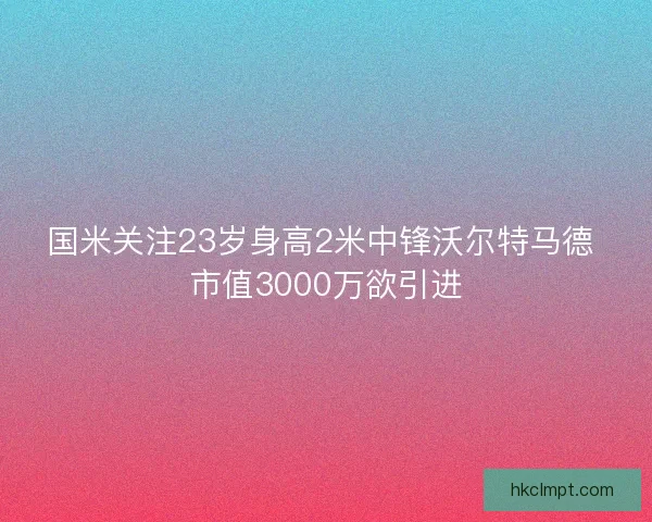国米关注23岁身高2米中锋沃尔特马德 市值3000万欲引进