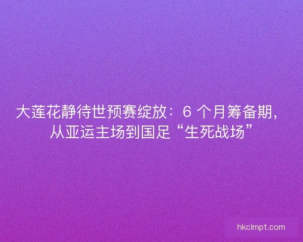 大莲花静待世预赛绽放：6 个月筹备期，从亚运主场到国足 “生死战场”