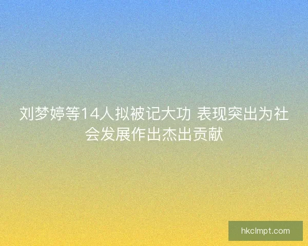 刘梦婷等14人拟被记大功 表现突出为社会发展作出杰出贡献