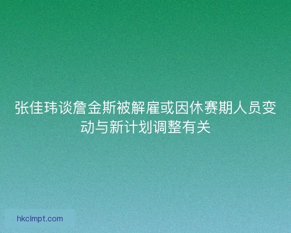 张佳玮谈詹金斯被解雇或因休赛期人员变动与新计划调整有关 张佳玮谈詹金斯被解雇或因休赛期人员变动与新计划调整有关