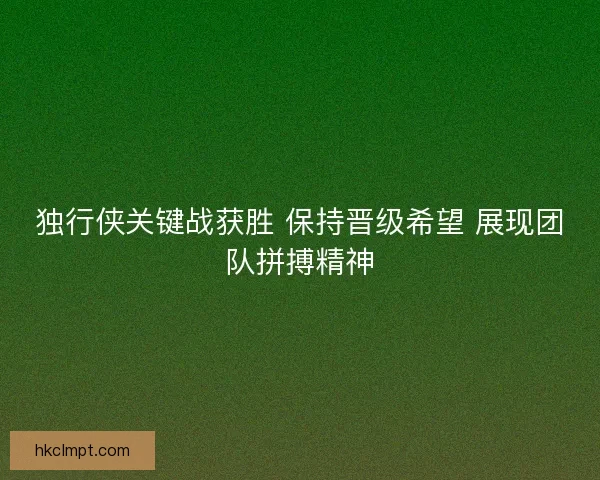 独行侠关键战获胜 保持晋级希望 展现团队拼搏精神