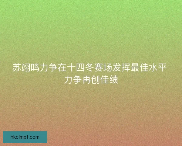 苏翊鸣力争在十四冬赛场发挥最佳水平 力争再创佳绩