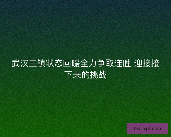 武汉三镇状态回暖全力争取连胜 迎接接下来的挑战